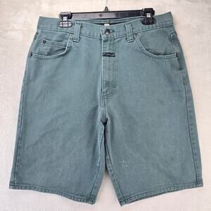 Marithe Francois Girbaud Shorts Men 34 Green Denim Jorts 90s Y2K Baggy Logo USA